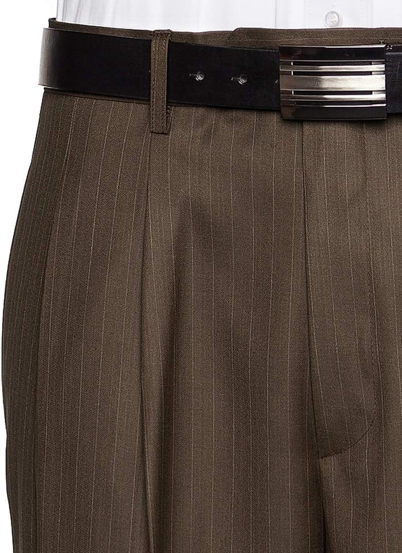 Mens Pleated Front Pin Striped Dress Pants