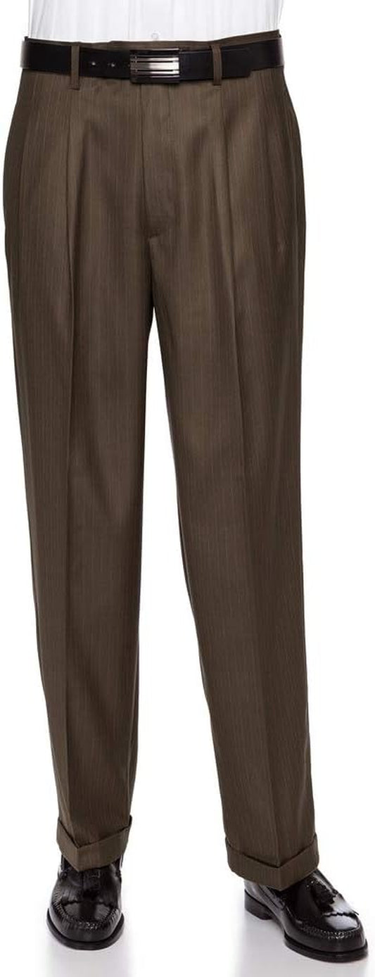 Mens Pleated Front Pin Striped Dress Pants