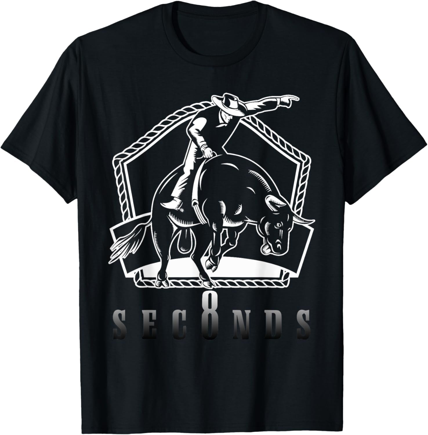 Cowboy Bull Riding Ask Me in Eight Seconds Western Rider T-Shirt