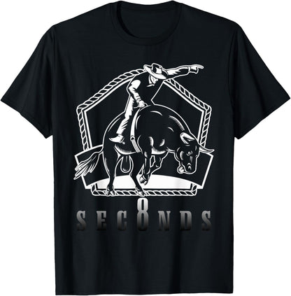 Cowboy Bull Riding Ask Me in Eight Seconds Western Rider T-Shirt