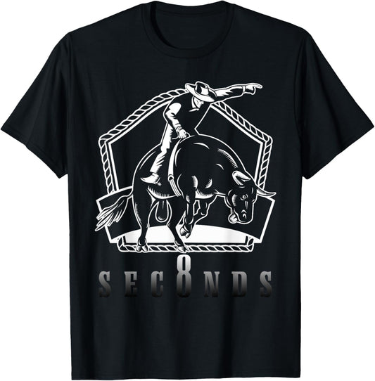 Cowboy Bull Riding Ask Me in Eight Seconds Western Rider T-Shirt