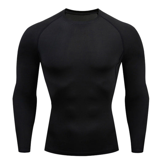 Men's Long Sleeve Athletic Compression Shirt for Fitness and Running - Black, Size M